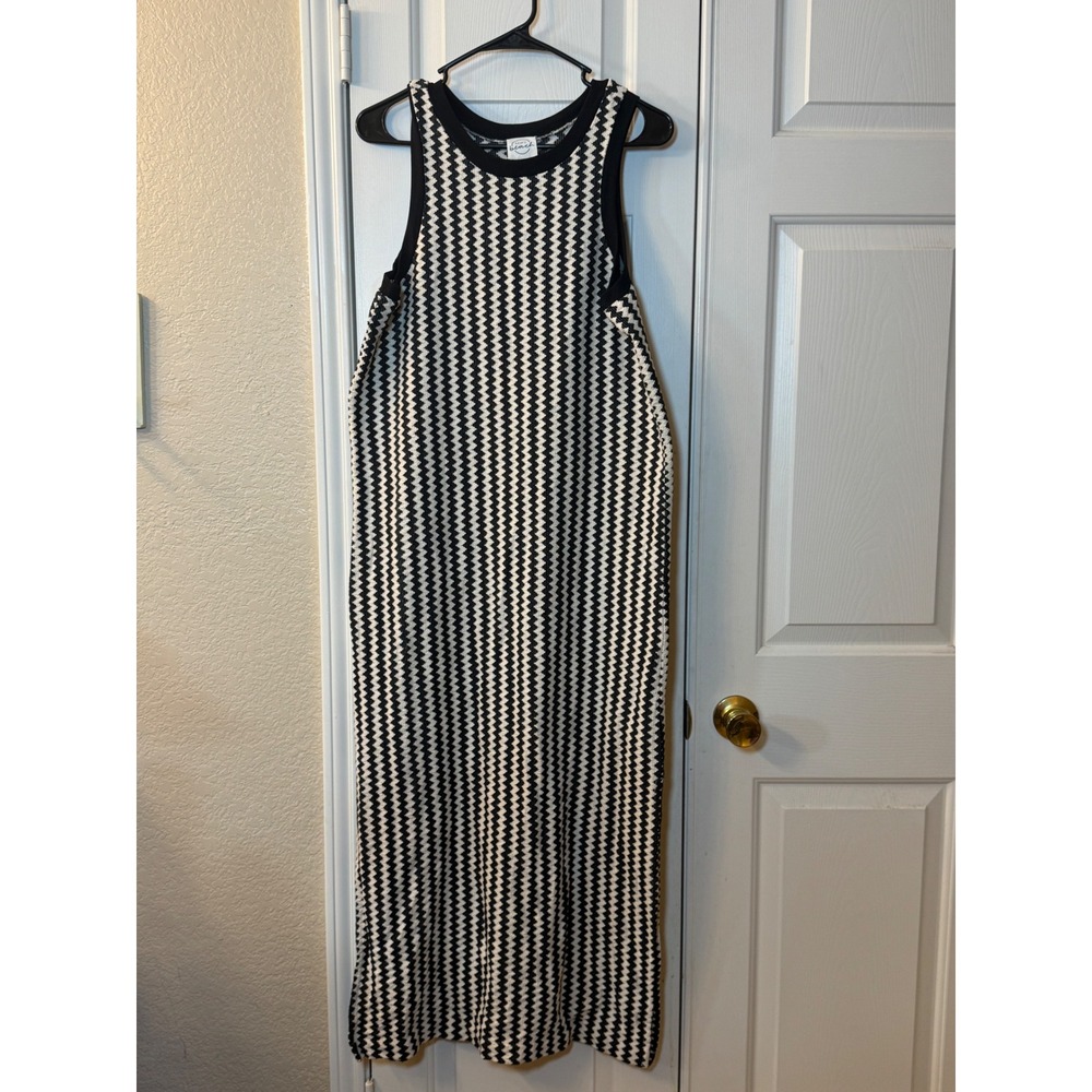 Ann Taylor LOFT Beach Zig Zag Chevron Knit Crochet Sleeveless Midi Dress Sz M
